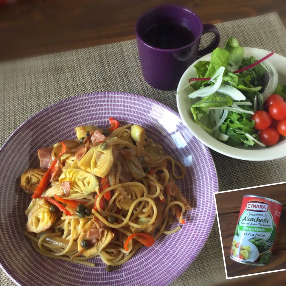 Snapdishの料理写真:今日の朝ごはん🍴アーティチョークのパスタ|ぺんぎんさん