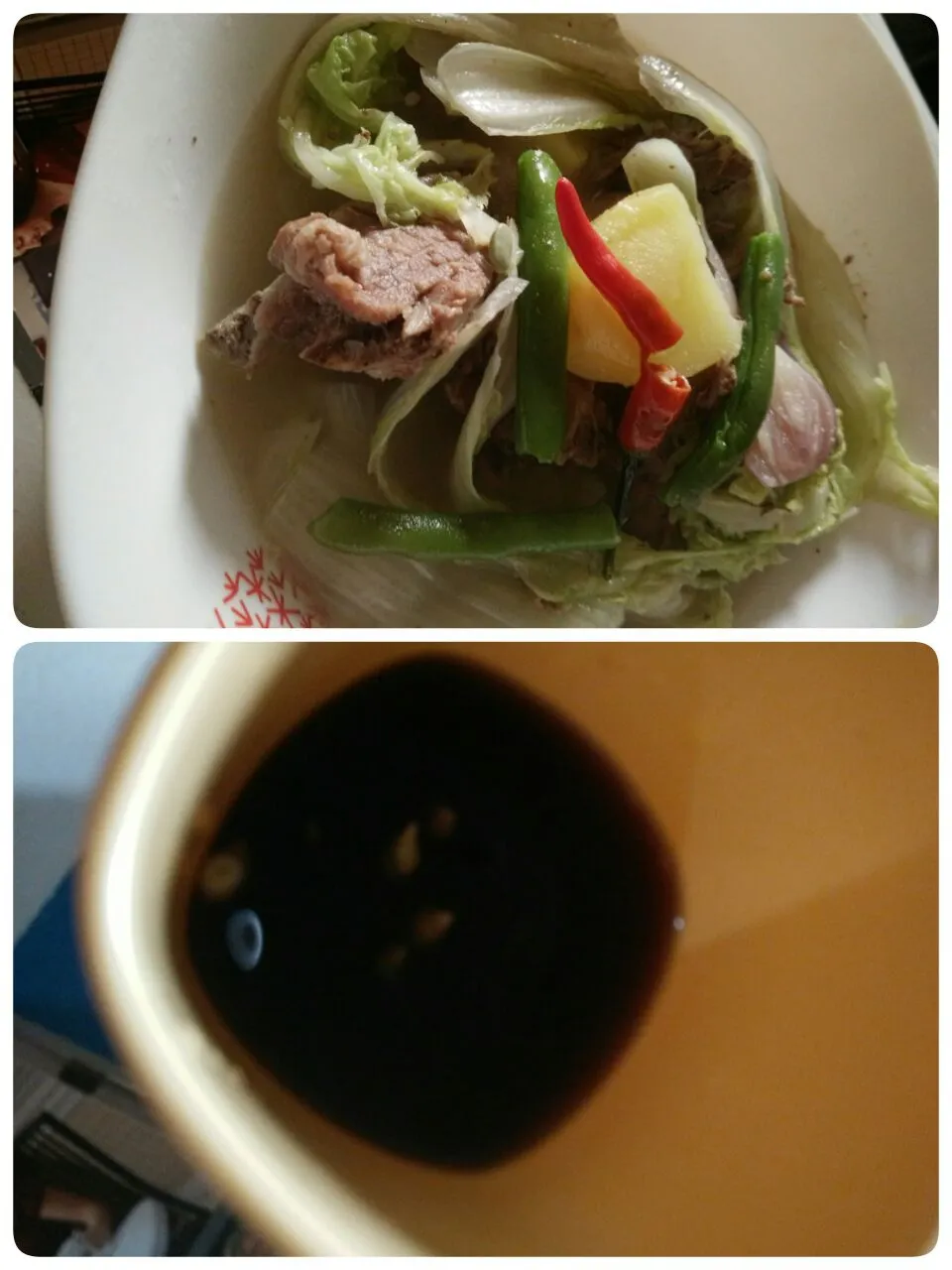 pork ribs with veggies..and ginger calamasi okra and malunggay juice combination|lynnさん