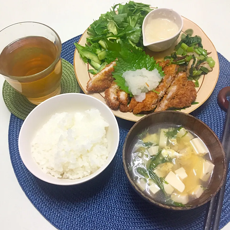 ・おろし豚カツ
・玉子と水菜のスープ
・サラダ|とうふさん