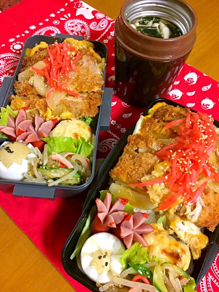 旦那ちゃん、息子君弁当🎶
チキンカツ丼
ゆで卵
椎茸のシーチキンマヨ焼き
ウイン
もやしサラダ|BooBooさん