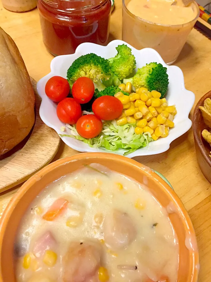 チーズシチューとナチョスとHB食パン|ミカさん