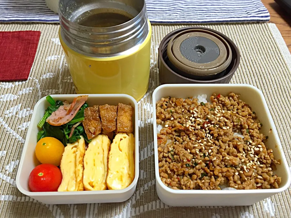 今日の旦那様お弁当(◍•ᴗ•◍)
山椒きかせた肉味噌おべん|あさこさん