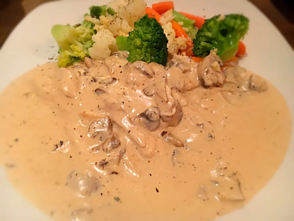 POLLO CON FUNGI（chicken breast in mushroom souce served with vegetables）🇬🇧|ゆうじ.さん