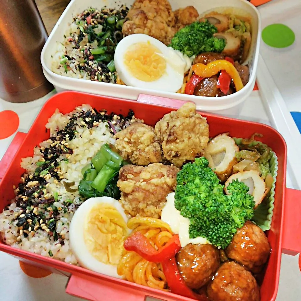 Snapdishの料理写真:娘、私弁当🍱
   からあげ～|miimiさん