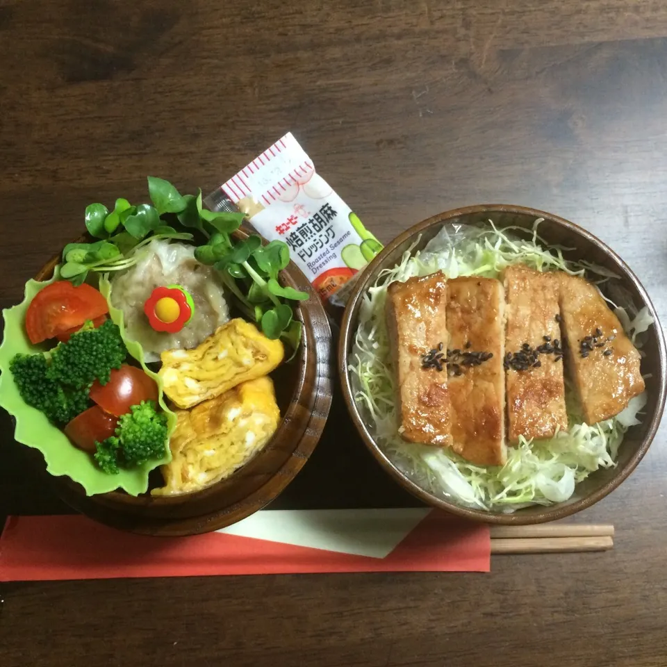 Snapdishの料理写真:豚肉味噌焼き丼のお弁当🍱🍴|yuhyuさん