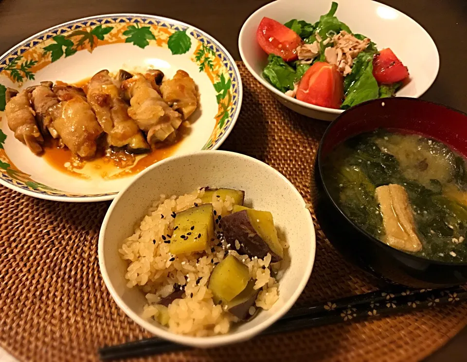 さつまいもごはん🍠と豚バラエリンギチーズ巻き|eririnさん