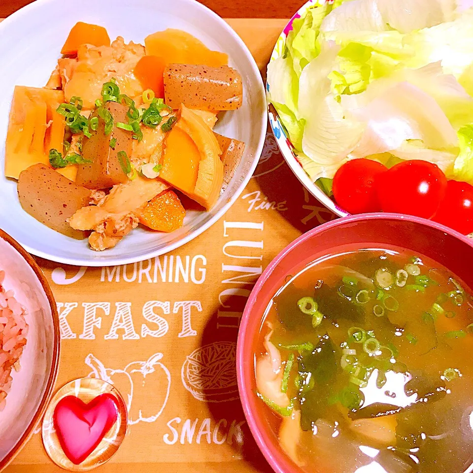 手羽煮 里芋としいたけの味噌汁|あすかさん