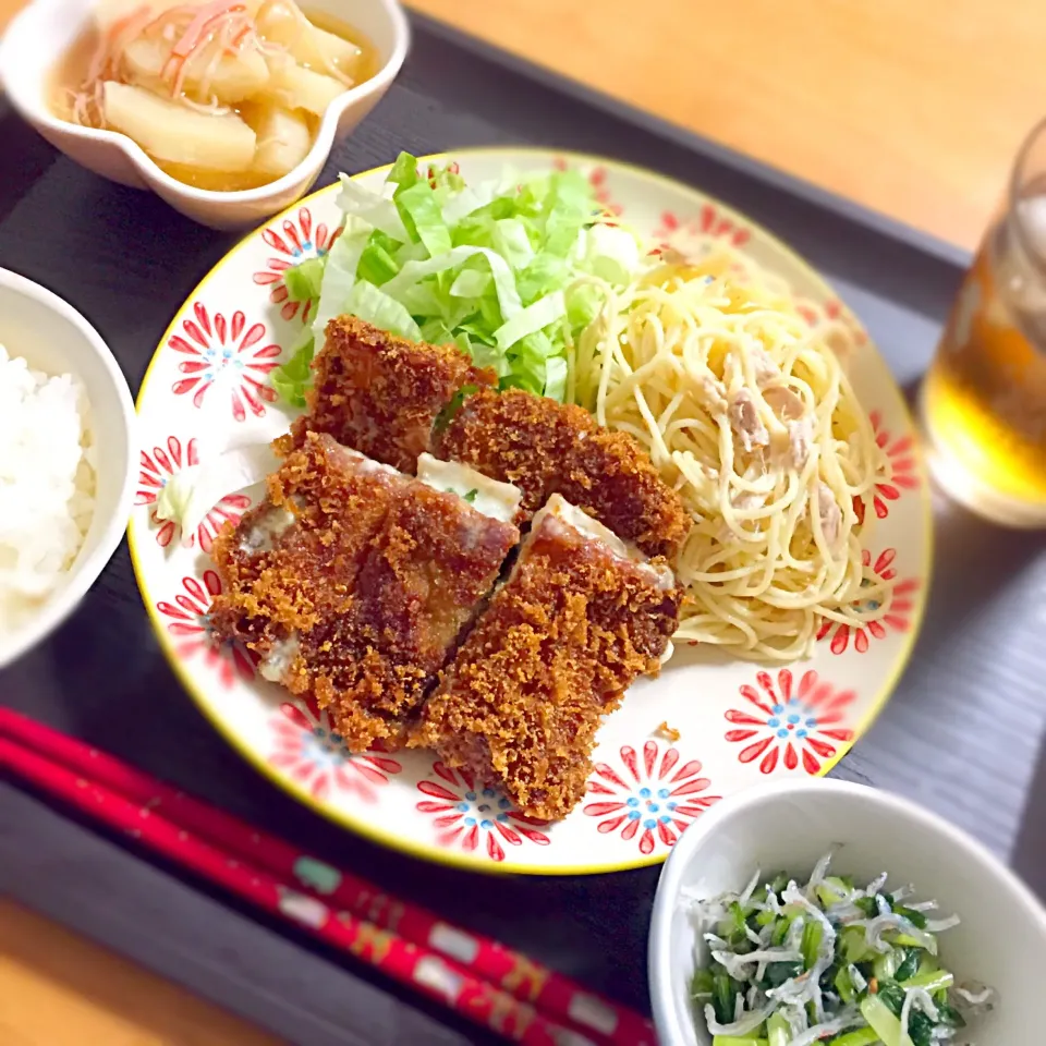 ✱大葉チーズの折りたたみトンカツ
✱スパサラ
✱とろ〜り餡かけ長芋煮
✱みぶなちりめん|saaaoさん