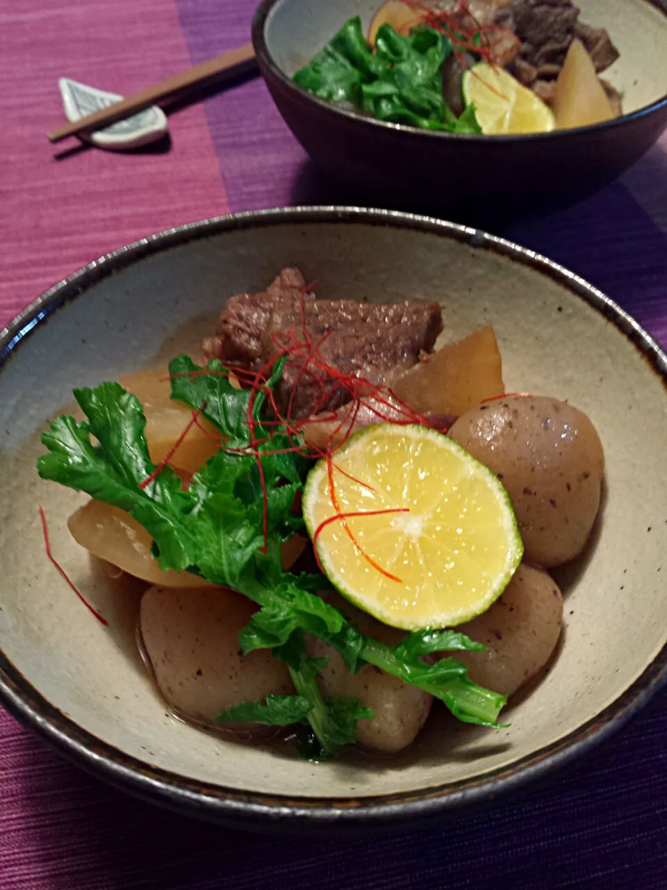 牛すじ、大根、玉こんにゃくの煮物|おちゃわんさん