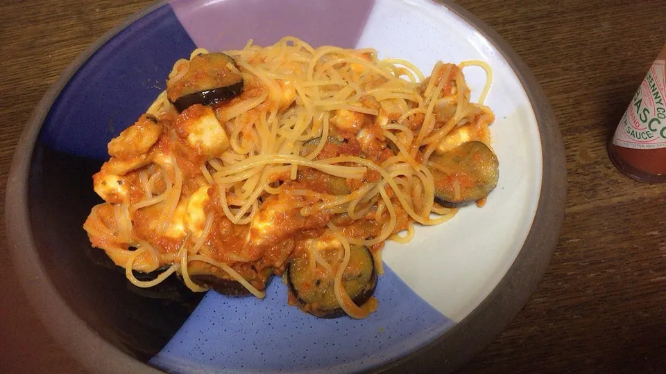 ナスと鶏肉のまろやかトマトパスタ|ぱぱさん