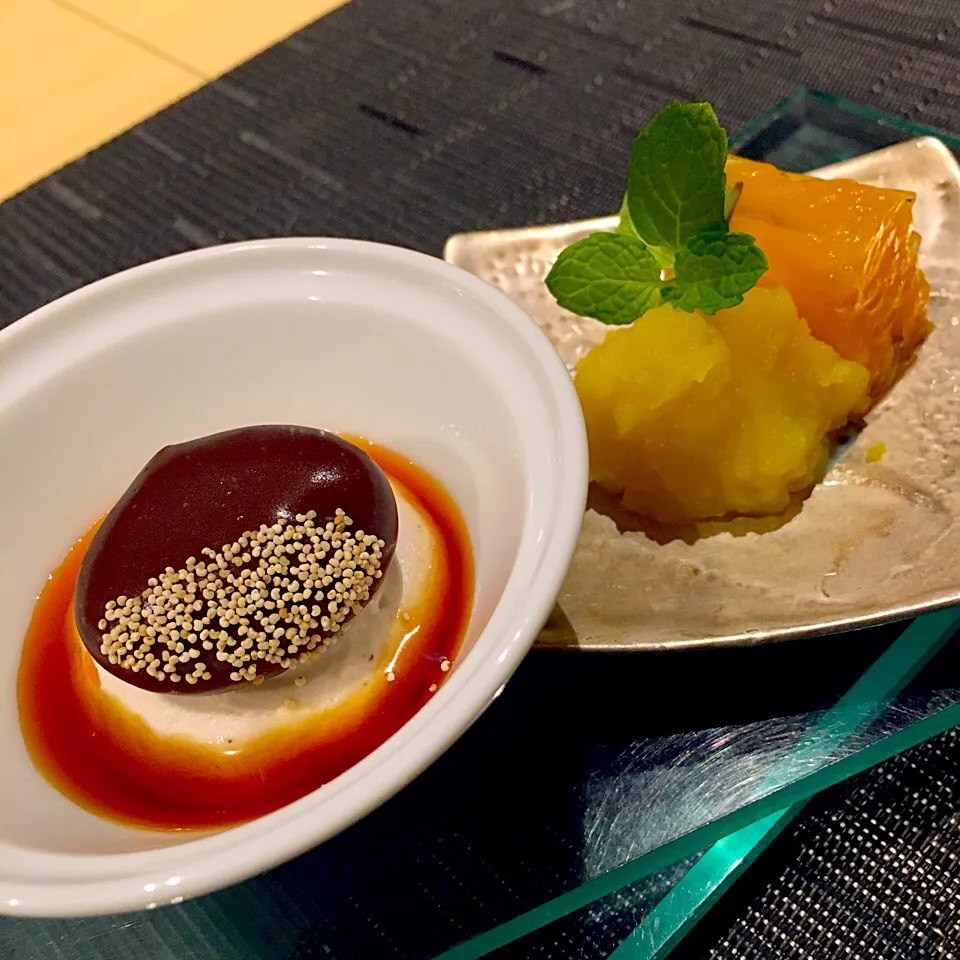 マロンムース 栗チョコりんかけ
リンゴと洋梨の芋きんとん
蜜柑ゼリー|keroさん