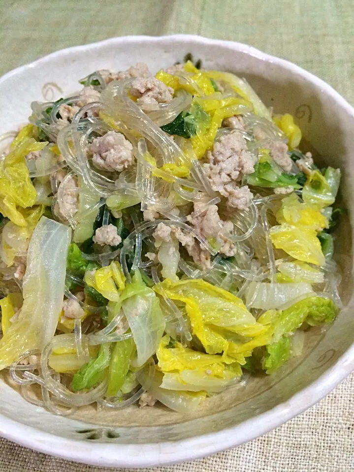 春雨と豚ひき肉の中華風炒め♪ 白菜が食べたくて食べたくて😂|あまねこ🌿さん