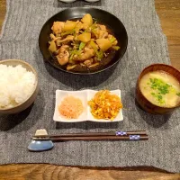 Snapdishの料理写真:かぶと鶏肉の炒め煮、たらこしらたき、ピリ辛もやし|Nao Yamadaさん