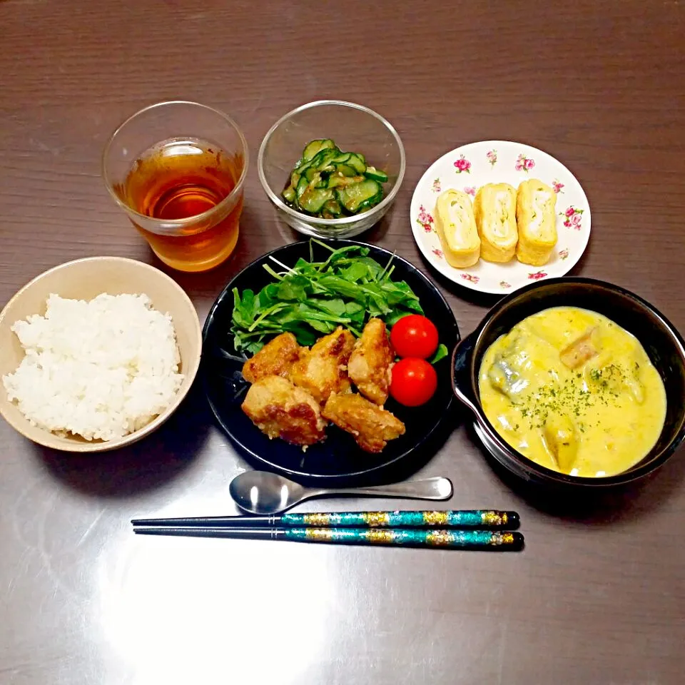 カレー風味唐揚げの夜ご飯♡|Mami.Nさん