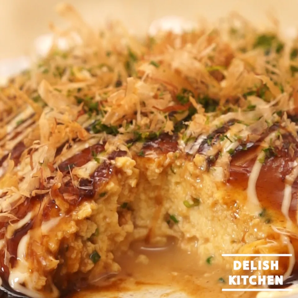 【動画】レンジで豆腐お好み焼き delishkitchentv|DELISH KITCHENさん