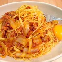 Snapdishの料理写真:玉ねぎとツナのパスタ|ビッグバンさん