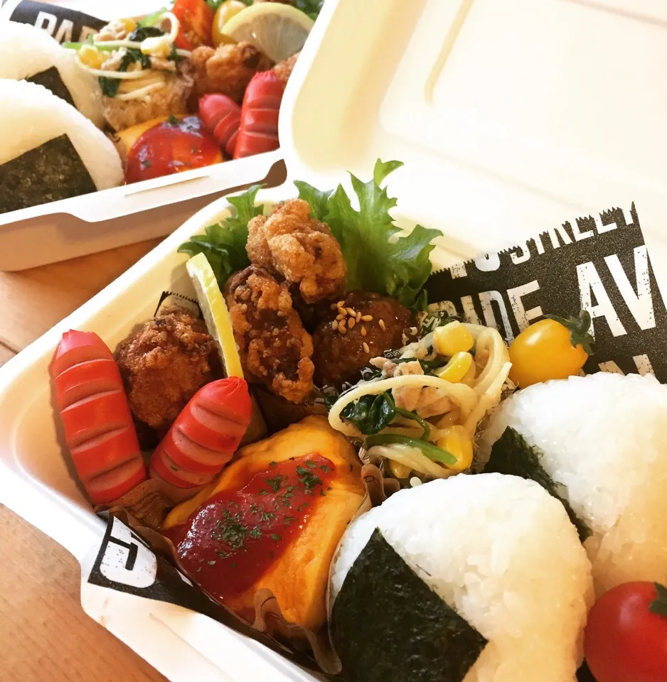 Snapdishの料理写真:ミニバス練習試合のお弁当🍙|☆*:.｡. はちユミcafé .｡.:*☆さん