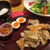 Snapdishの料理写真:豚肉のみぞれ煮
しらすサラダ
煮卵
きんぴらレンコン|えりさん