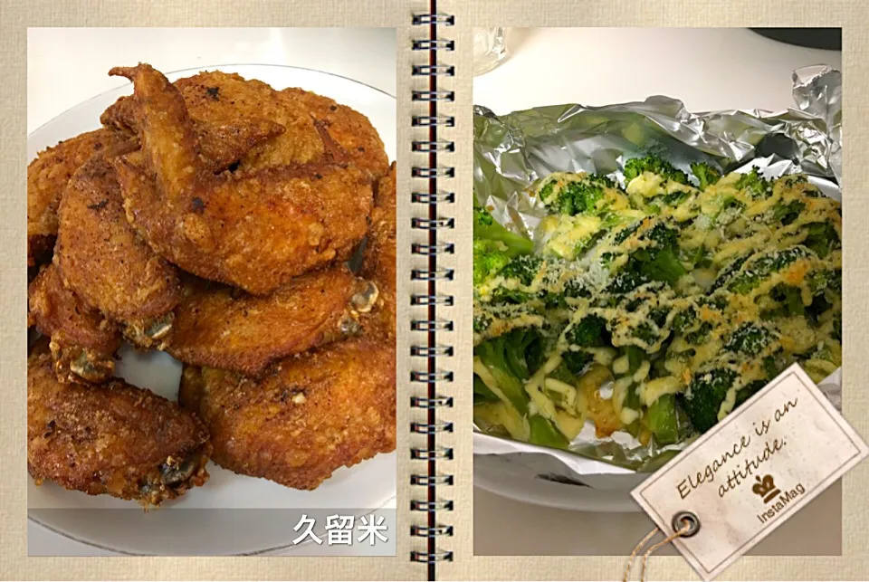 手羽先の唐揚げ&ブロッコリーのパン粉焼き|Hiroko Yokomizoさん