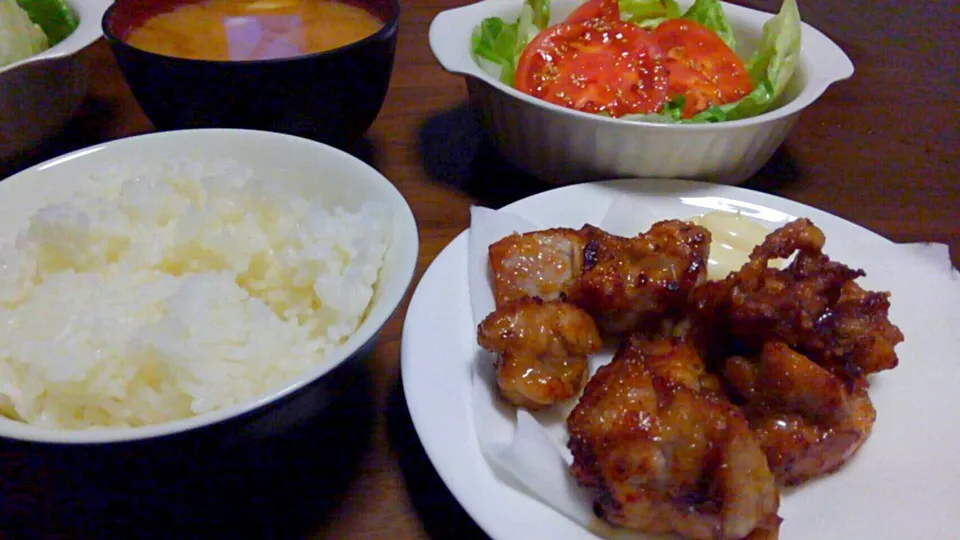 鶏の竜田揚げ定食♪|かおちゃんさん