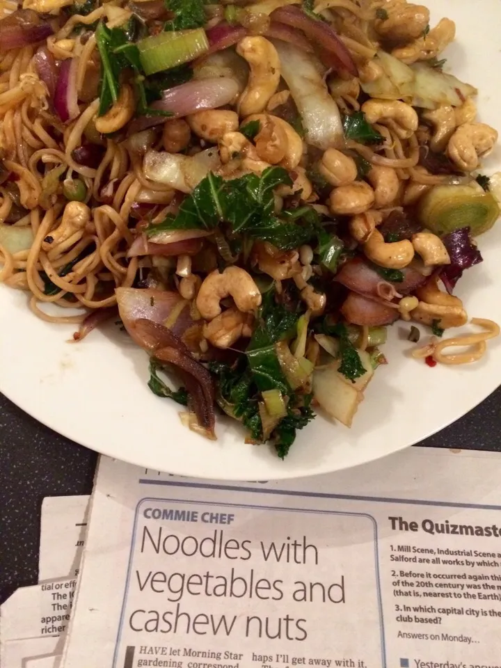 Snapdishの料理写真:Noodles with vegetables & cashew nuts (Morning Star Commie Chef recipe)|Nick Hiderさん