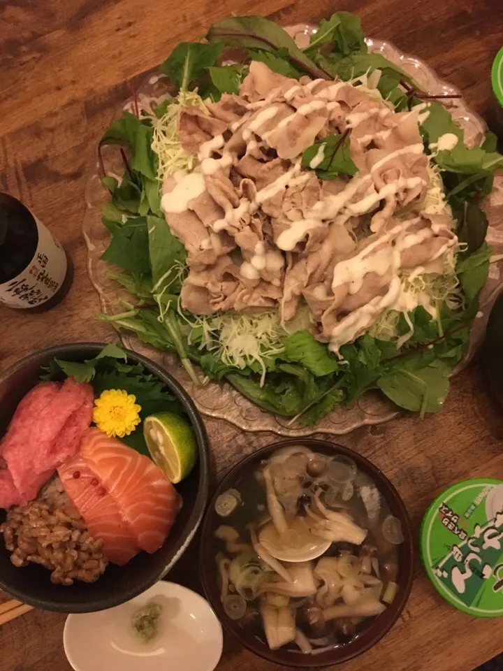 トロすき身とサーモンの丼もの|ようこんさん