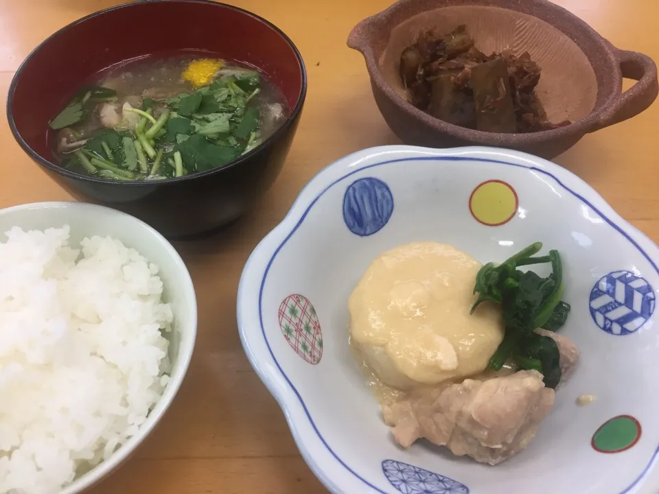 大根の白味噌煮、ごぼうのおかか煮、きのこのみぞれ汁。|furu0629さん