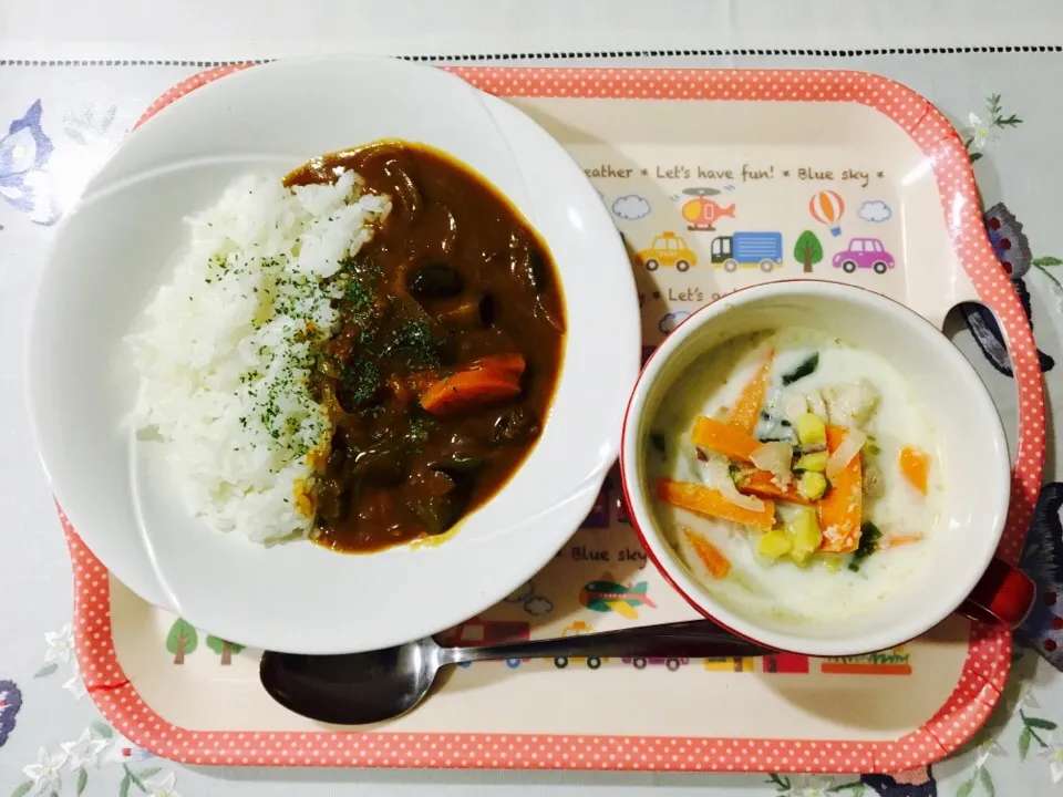 野菜カレーと胡麻ミルクスープ|みよさん