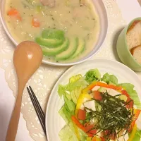 Snapdishの料理写真:avocado soy stew😘と
豆腐とトマトとアボカドサラダ|Kanataさん