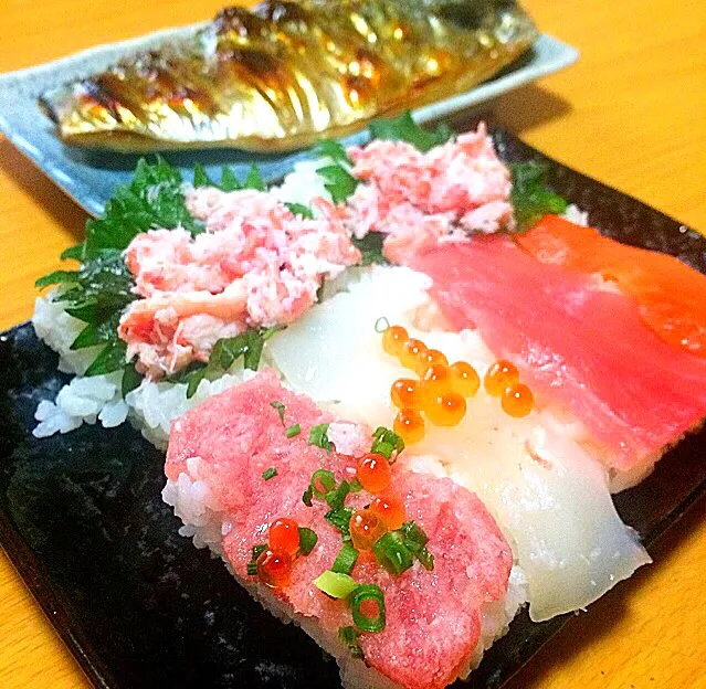 のっけ寿司🍣サバの塩焼き🐟|ガク魁‼︎男飯さん