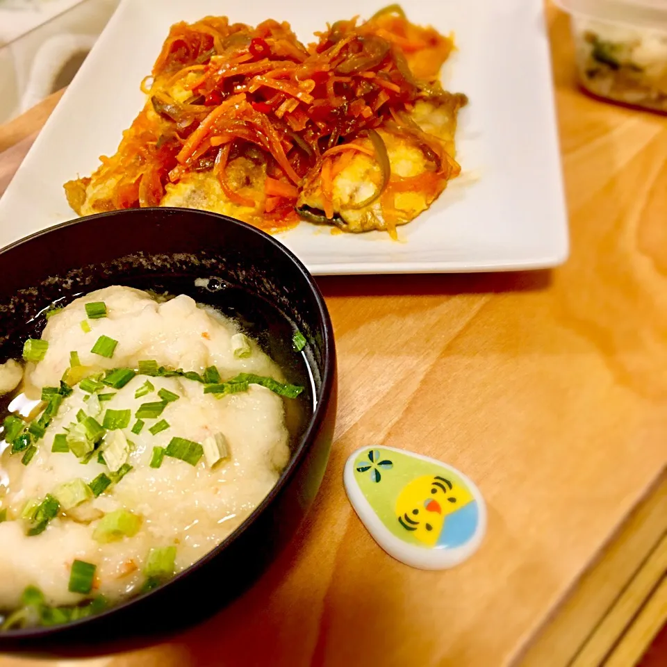 鯵の甘酢あん&海老しんじょあんかけ|じゅんこさん