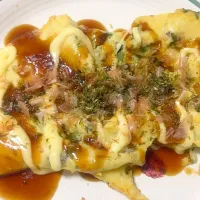 Snapdishの料理写真:卵たっぷりお好み焼き焼風💓|ありさん