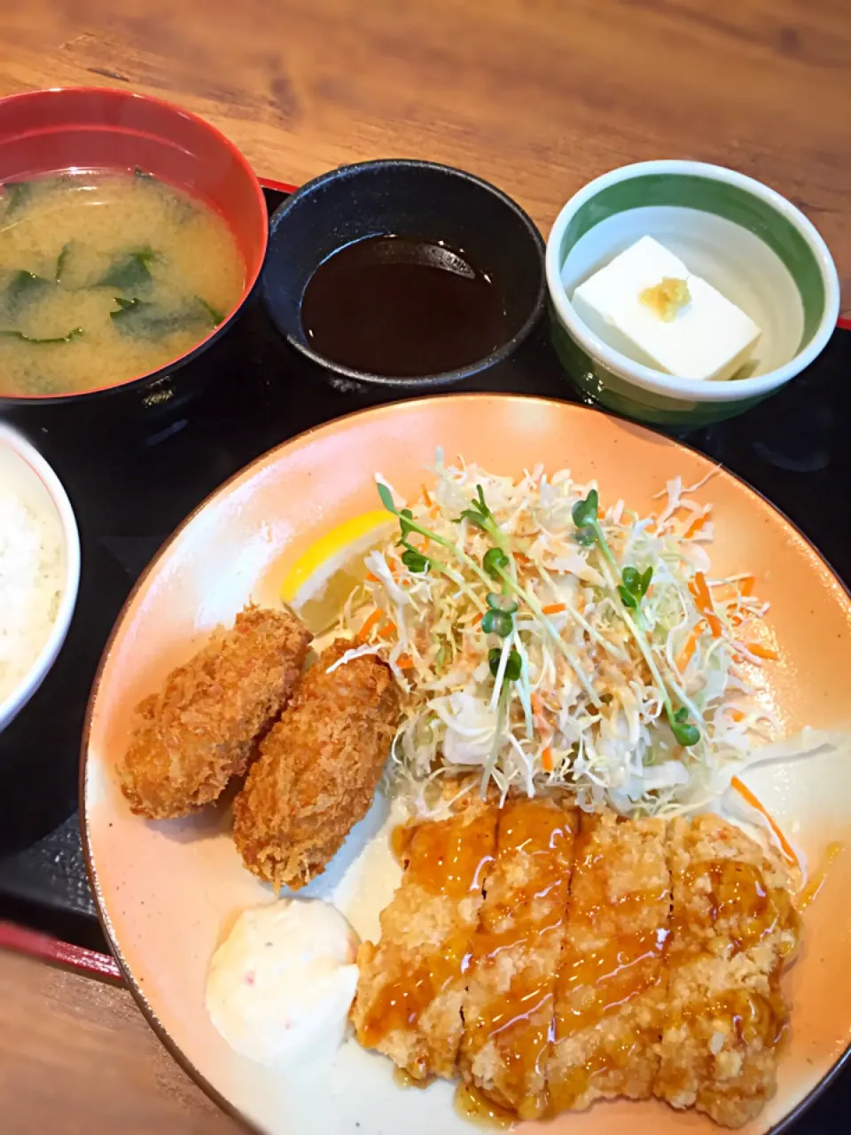 カキフライ＆チキン南蛮定食🍴|akiさん