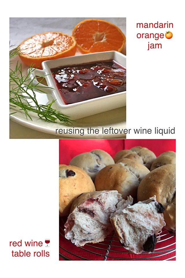 ワイン液を再利用 🍊 みかんジャムと赤ワインパン🍷【Mandarin Orange Jam and Red Wine  Table Rolls made from the leftover wine liquid】|izoomさん