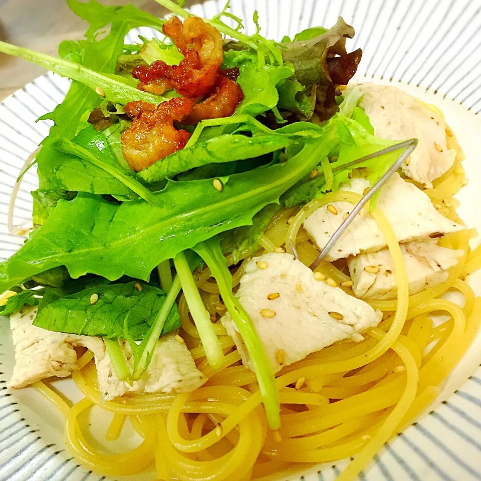 レンチン鶏で梅スパゲティ🍝|アッツさん