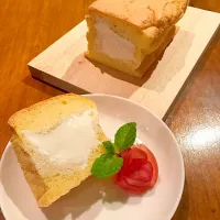 Snapdishの料理写真:生シフォンケーキ|ももにくさん