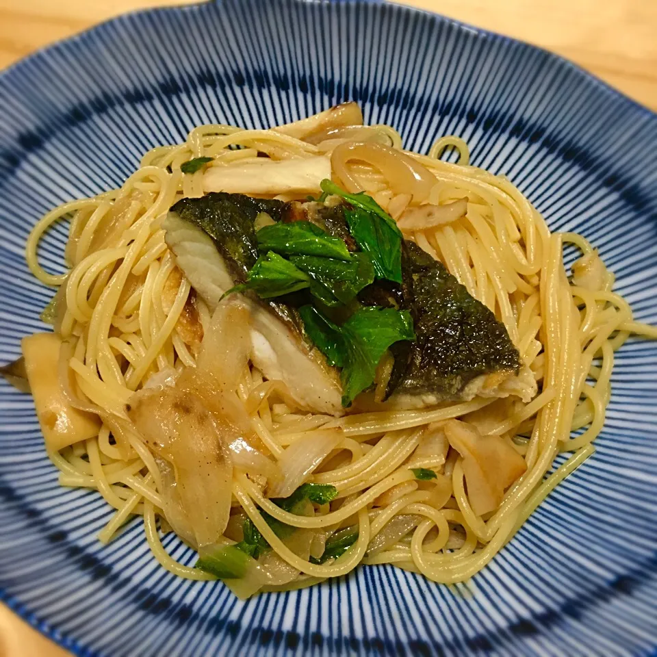 焼鯖とエリンギのパスタ|はまさん