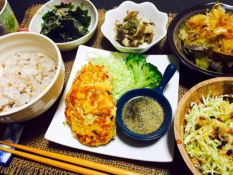 豆腐とおからのハンバーグ定食|こにたんさん