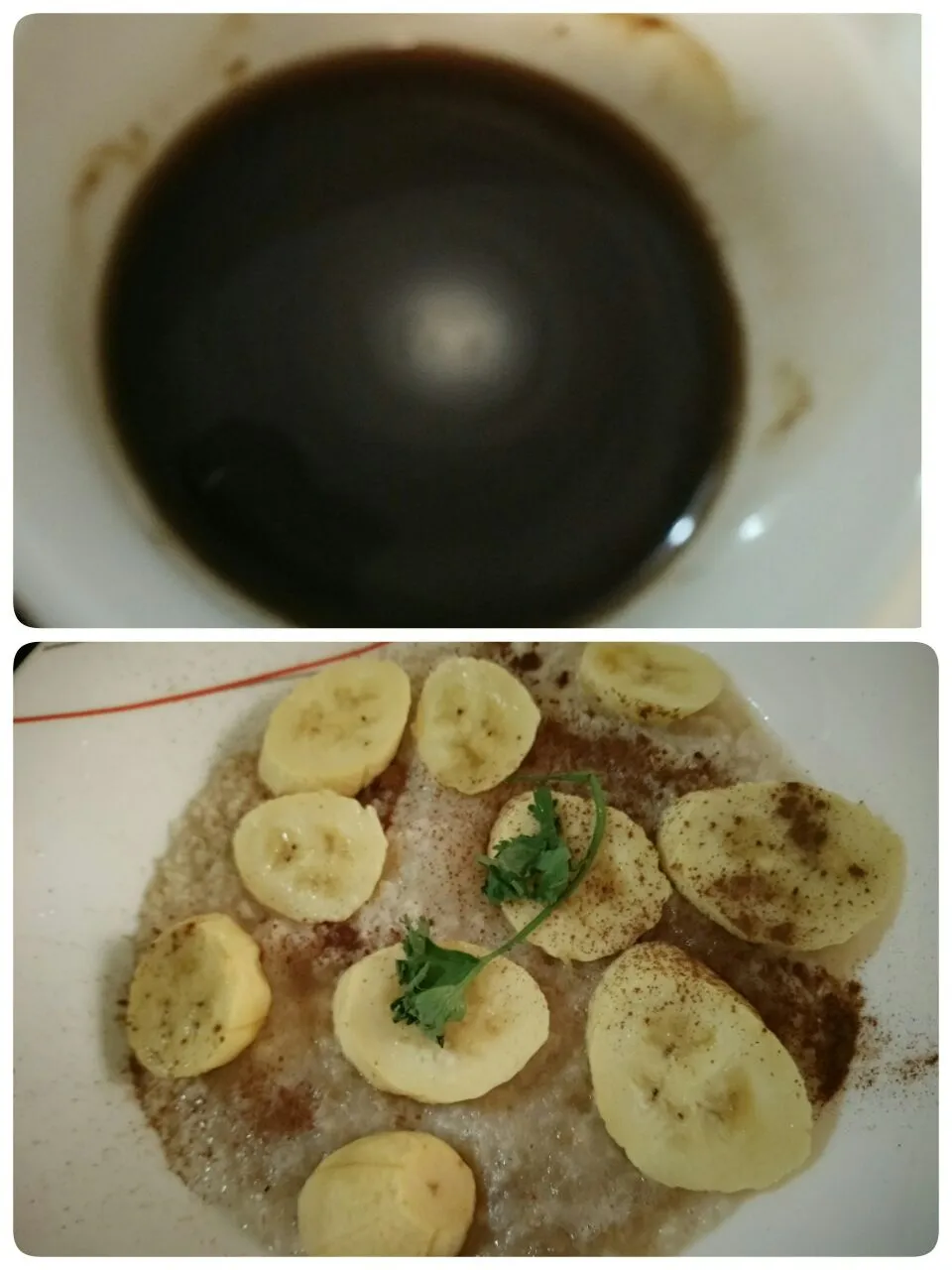 Oatmeal with cinnamon and banana..careful everybody to catch the cold the weather in japan is cold but Philippine is normal weather.:-) :-) :-)|lynnさん