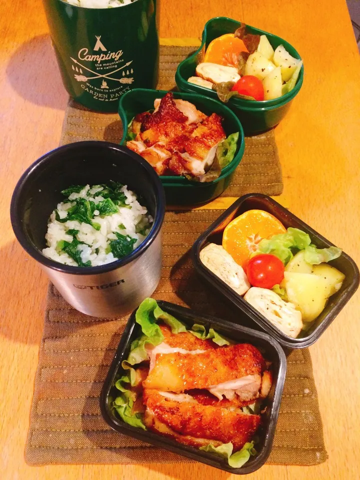 青菜ごはんとチキン照り焼き弁当🍱|ちっくんさん