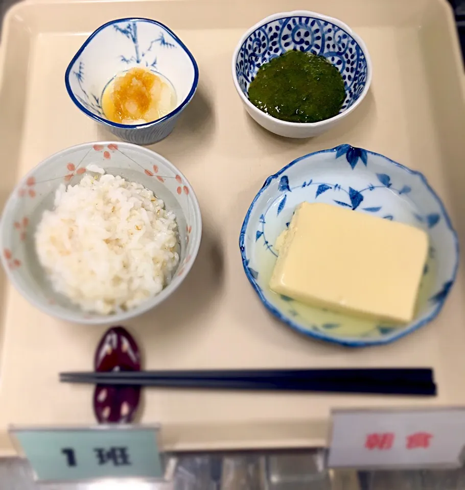 高齢者食 ごまがゆ、ピーマンの昆布和え、卵豆腐、大根おろし|ゆうかさん