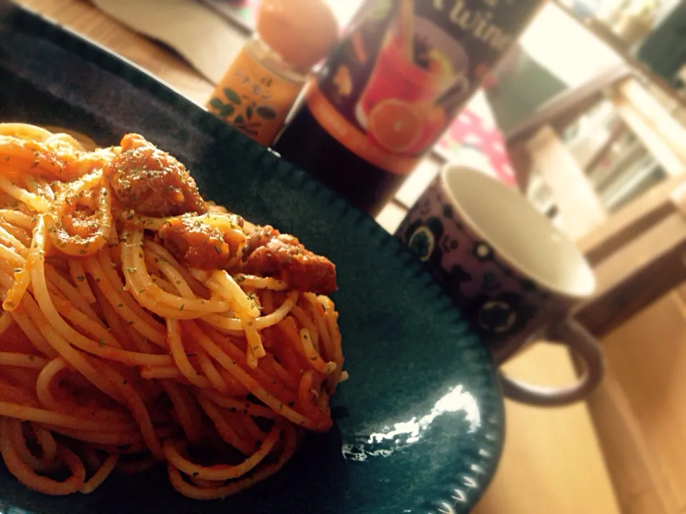 作り置きしてあるトマトソースで！麺とあえるだけ♡パスタ|Yuriさん