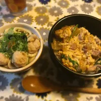 親子丼と肉団子うどん|やっつんさん