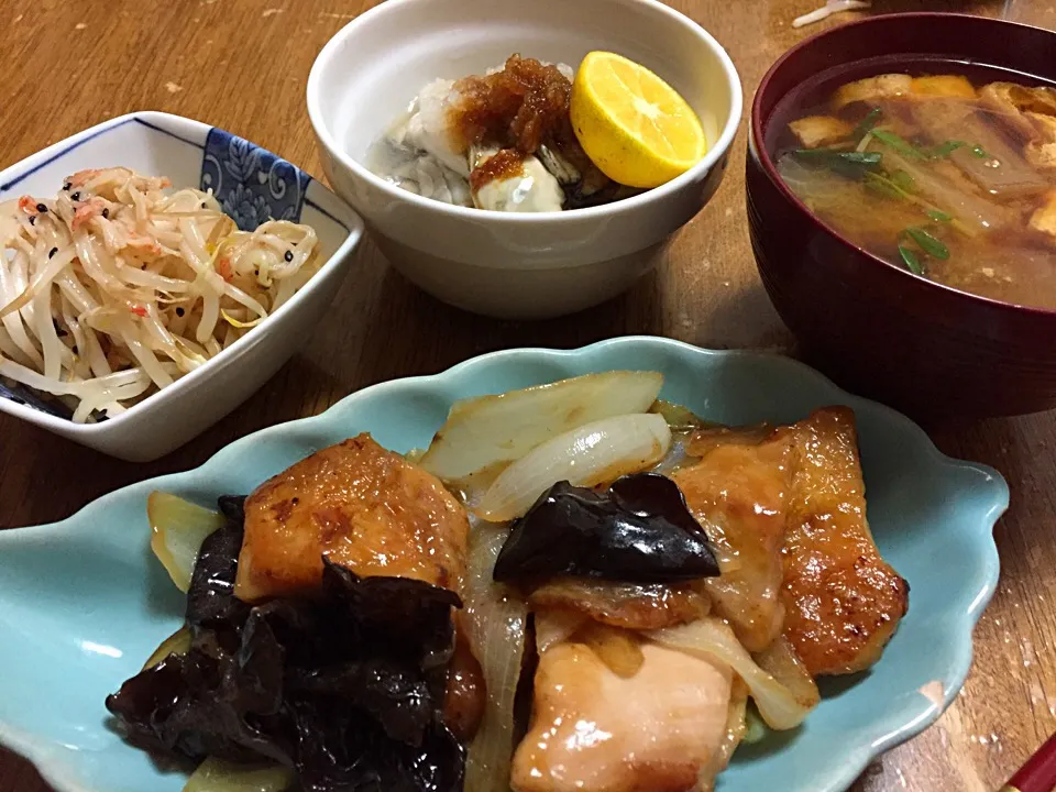 鶏肉の甘酢炒め &色々夕ご飯|さんだーさん