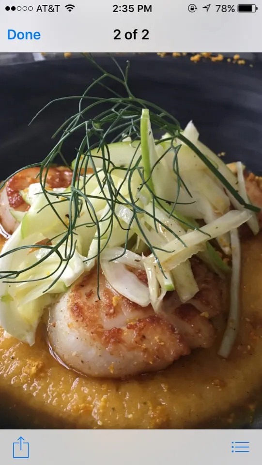 Seared Sea Scallops with Butternut Squash Puree and Apple Fennel Salad|Christine pavelkaさん