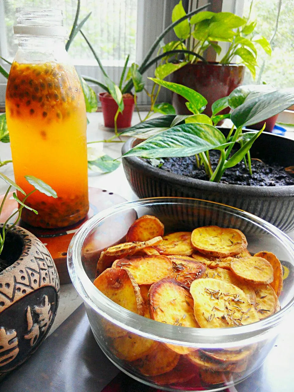 #sweetpotatobakedchips and #passionfruitjuice|Tina Agnesh Lusianaさん