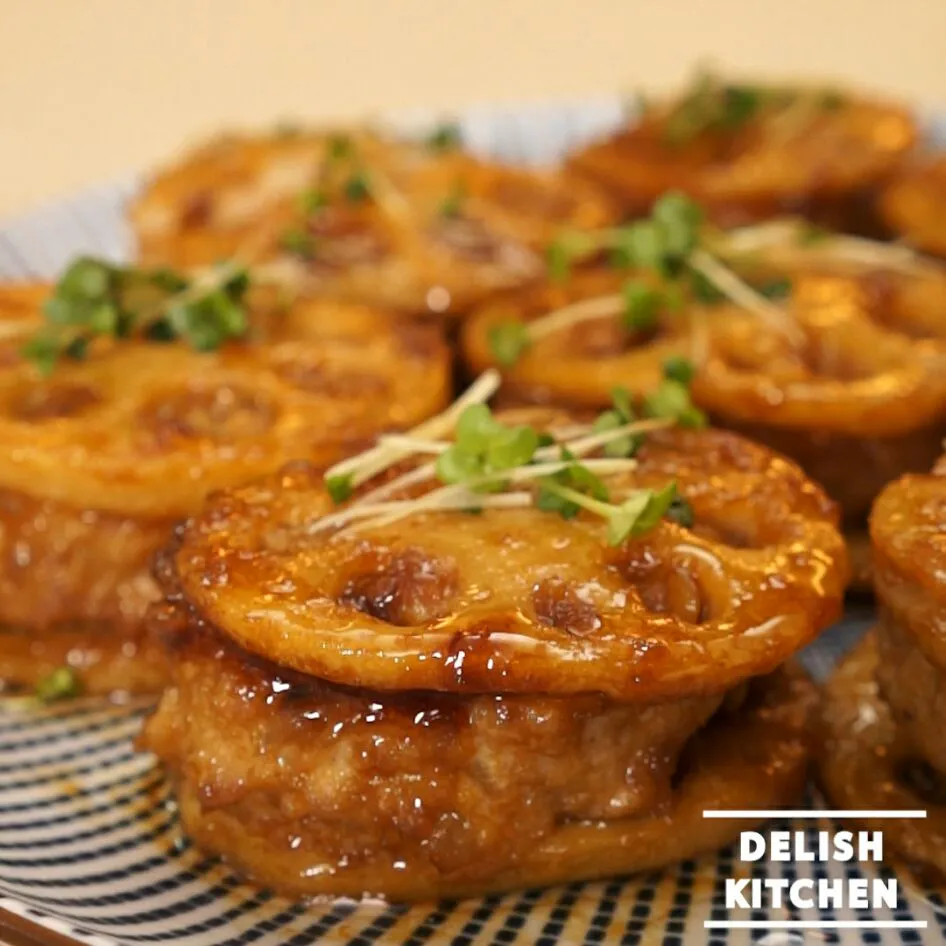 【動画】れんこんはさみ照り焼き#delishkitchentv|DELISH KITCHENさん