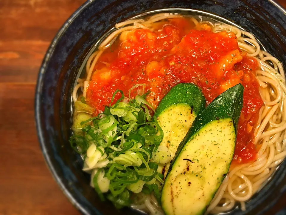 鶏むね肉とズッキーニのエスニックトマト煮込温めん4|半田手延べそうめんの店 阿波や壱兆さん