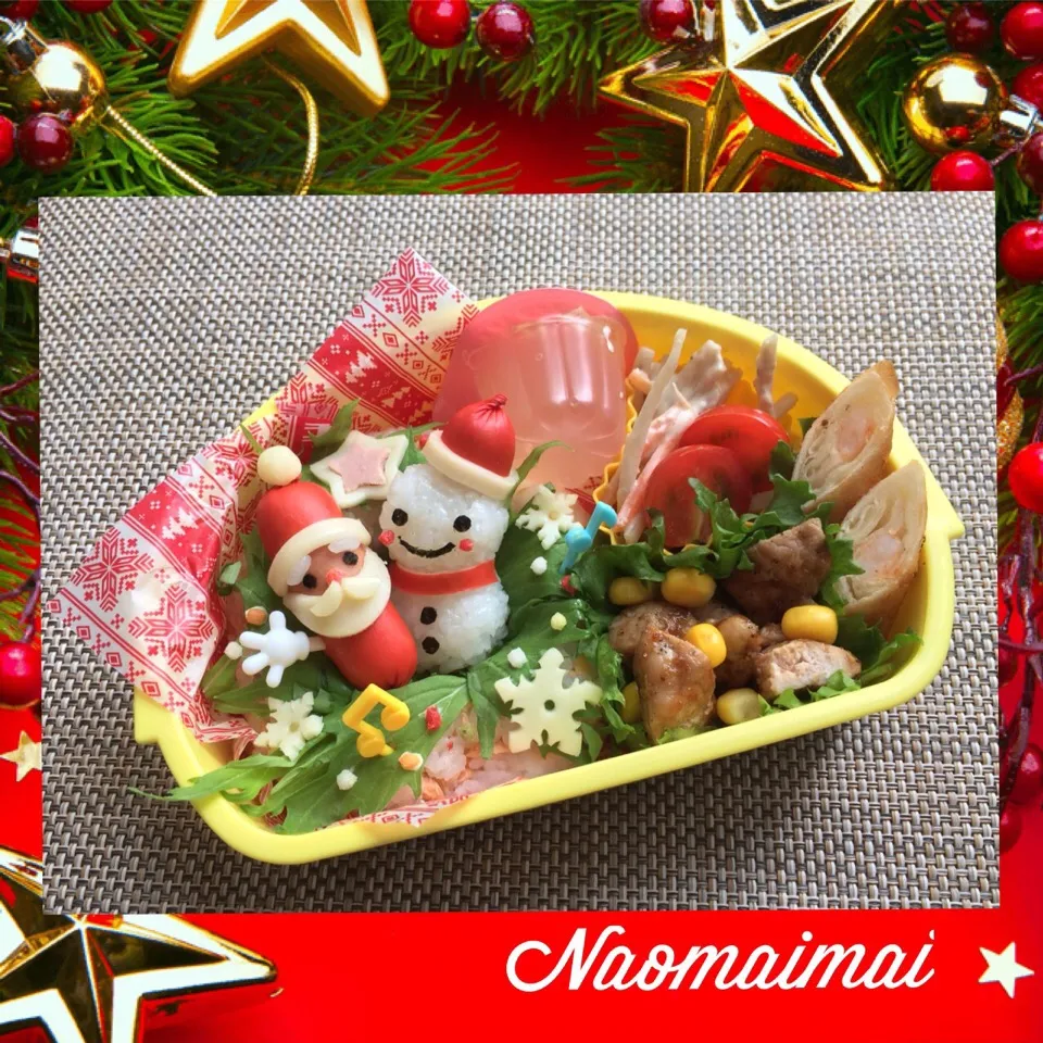 クリスマスなお弁当🎄サンタさんリース|Naomaimaiさん