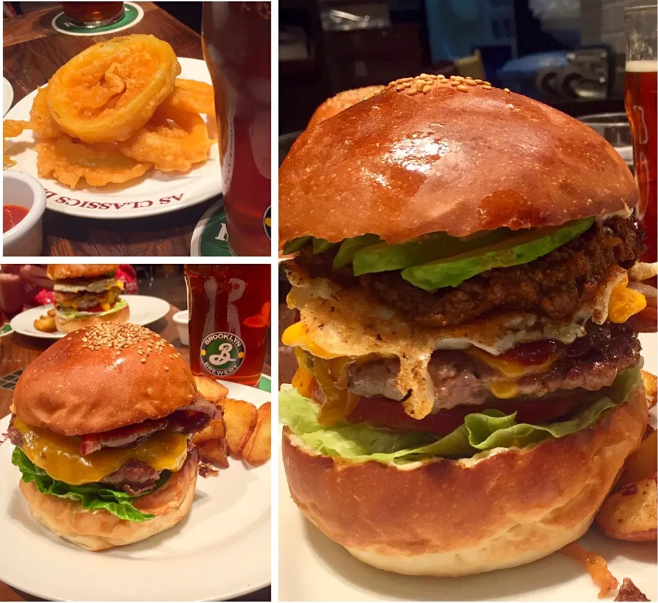 ベーコンチーズバーガー🍔とASCスペシャルホットロッドバーガー🍔、オニオンリング。|ちこさん